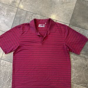 Men's Striped Polo Shirt - Burgundy size xxl